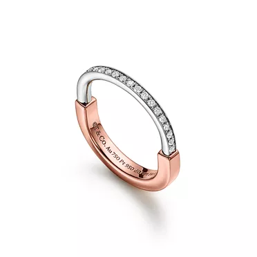 Collezione Lock by Tiffany:Anello piccolo in oro rosa e platino con diamanti, 3