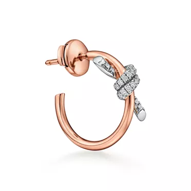 Tiffany Knot:Hoop Earrings in Rose Gold and Platinum with Diamonds, 2