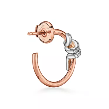 Tiffany Knot:Hoop Earrings in Rose Gold and Platinum with Diamonds, 3