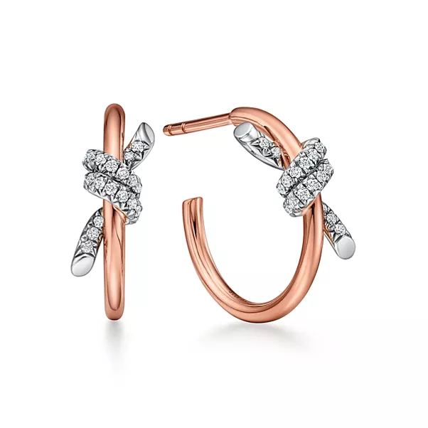 Hoop Earrings in Rose Gold and Platinum with Diamonds