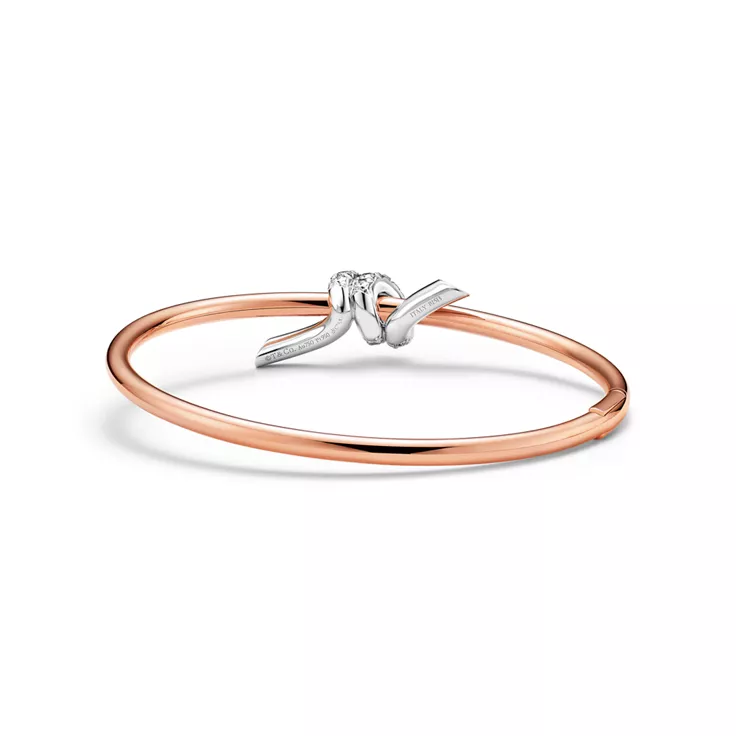 Tiffany Knot:Bangle in Rose Gold and Platinum with Diamonds, 4
