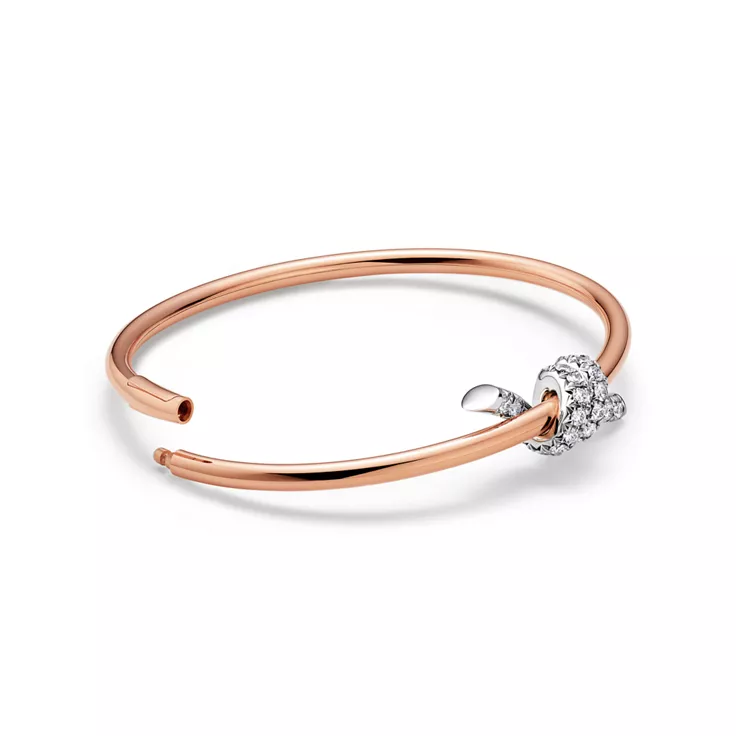 Tiffany Knot:Bangle in Rose Gold and Platinum with Diamonds, 5
