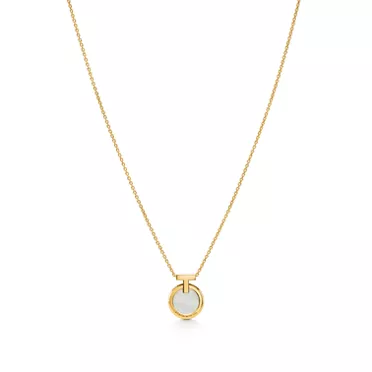 Collezione T by Tiffany:Pendente T1 Circle in oro giallo con madreperla bianca, 3