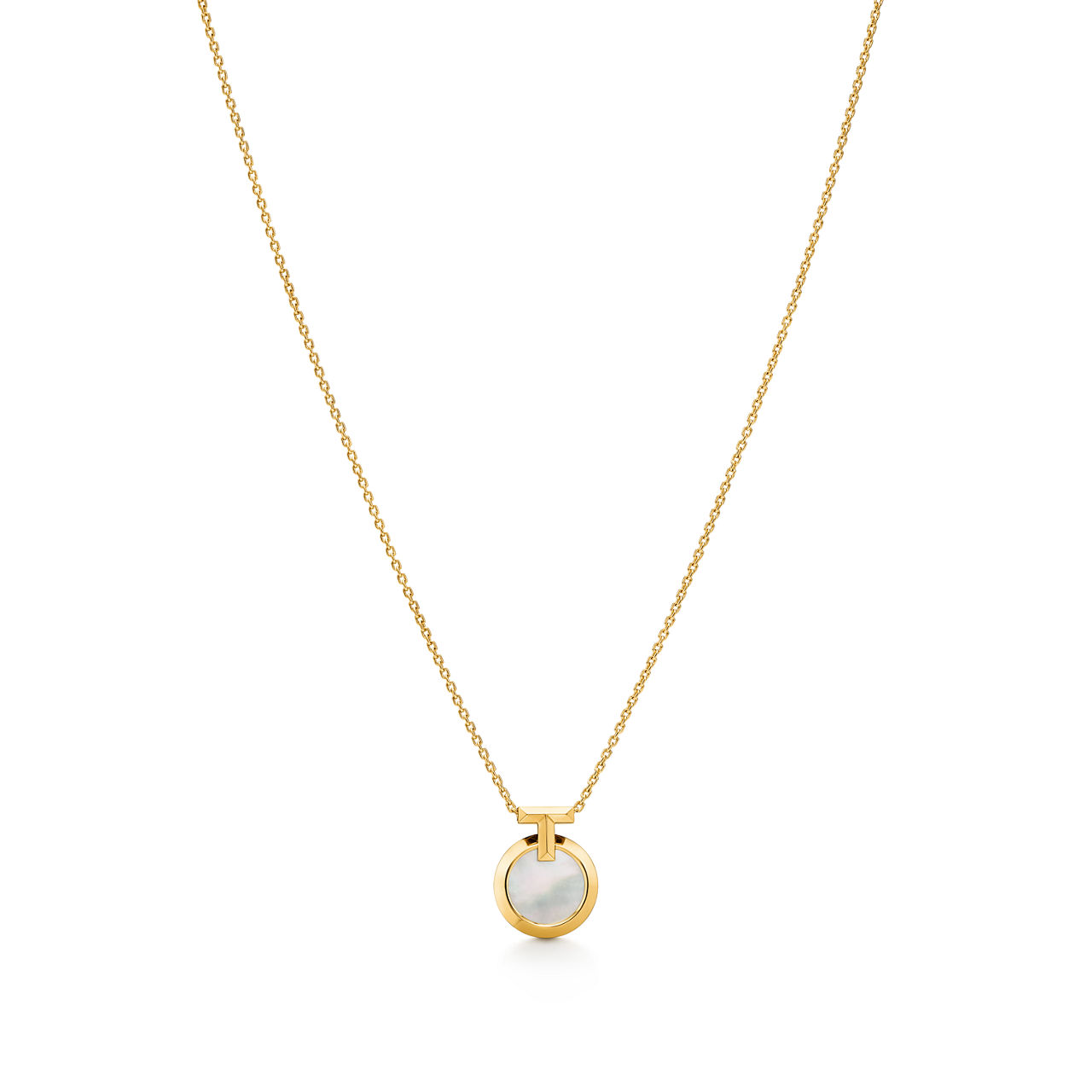 Pendentif Cercle T1 en or jaune 18&nbsp;carats et nacre blanche