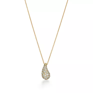 Elsa Peretti&reg;:Teardrop Pendant in Yellow Gold with Pav&eacute; Diamonds, 3