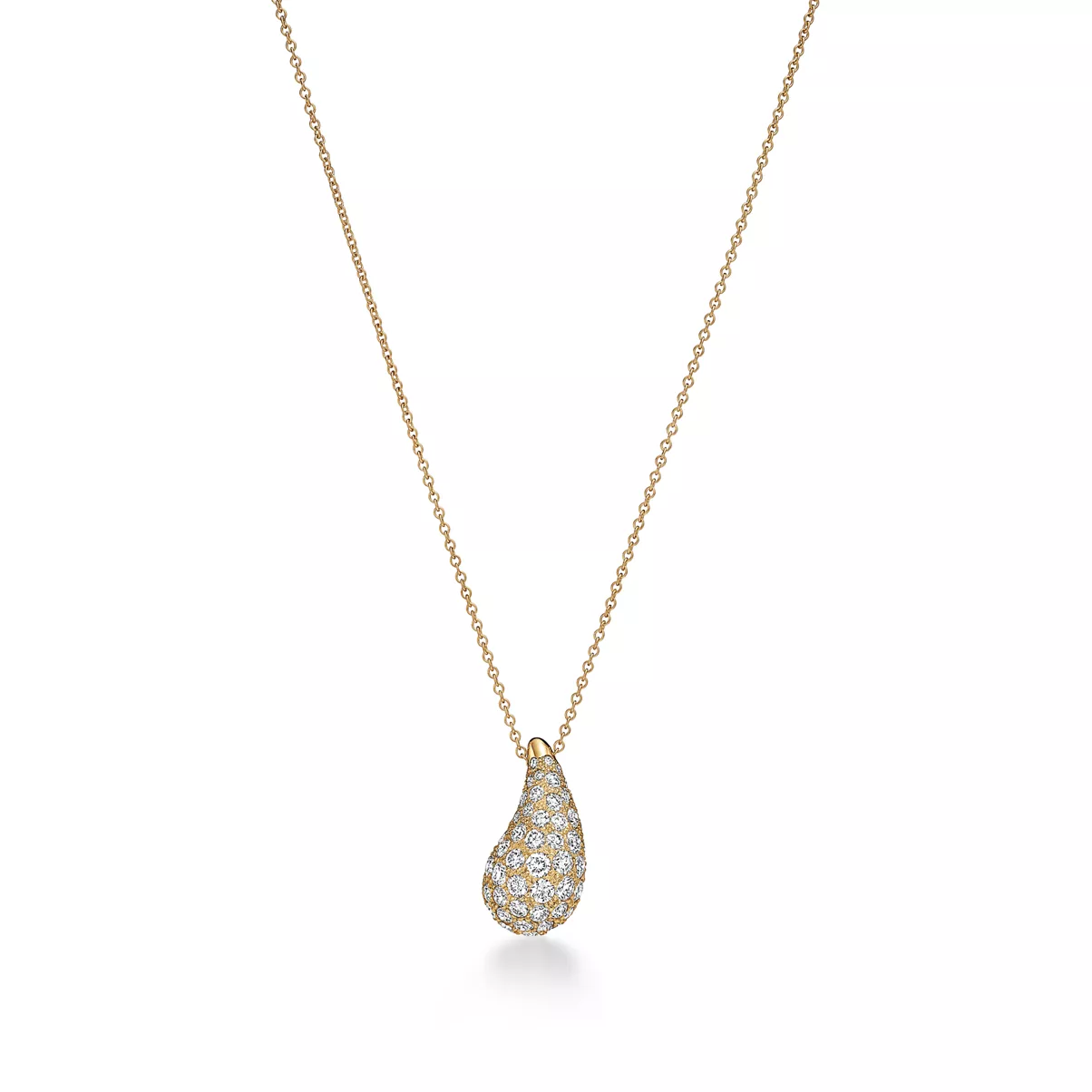 Teardrop Pendant in Yellow Gold with Pav&eacute; Diamonds