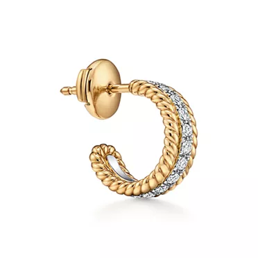 Tiffany Rope:Pendientes envolventes de oro amarillo y platino con diamantes, 2