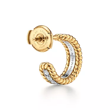 Tiffany Rope:Pendientes envolventes de oro amarillo y platino con diamantes, 3