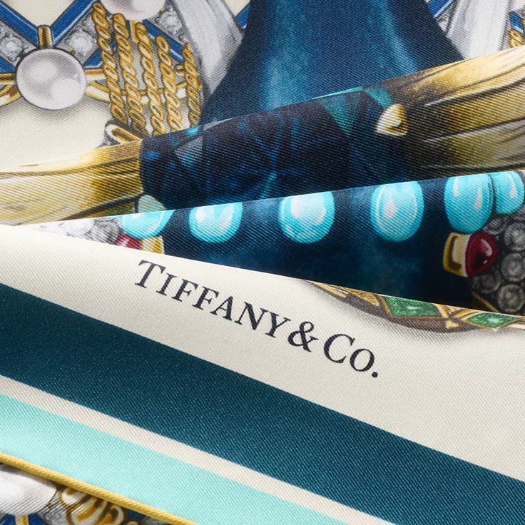 Tiffany Scarves:Elephant Scarf in White Silk, 2