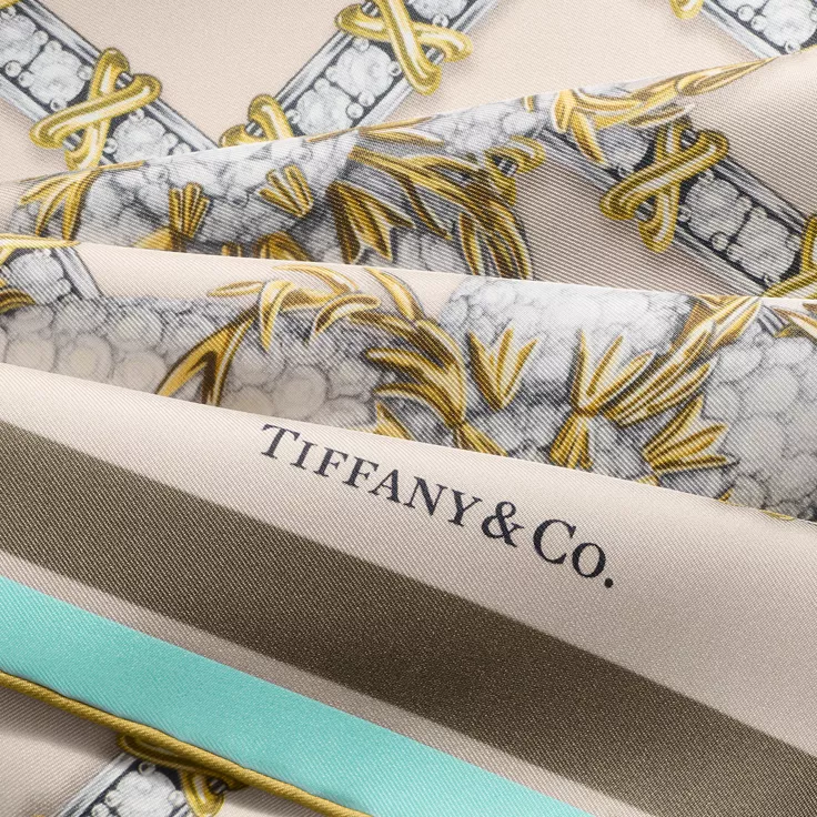 Tiffany Scarves:Sixteen Stone Scarf in Cream Silk, 2
