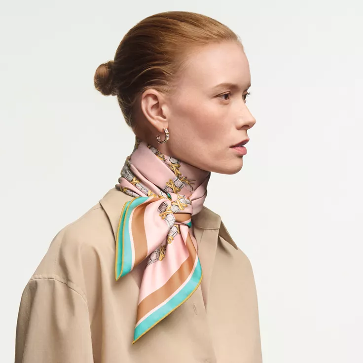 Tiffany Scarves:Sixteen Stone Scarf in Pink Silk, 1