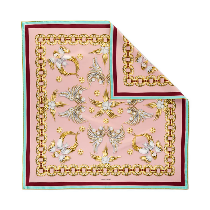 Tiffany Scarves:Wings Scarf in Pink Silk, 1