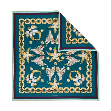 Tiffany Scarves:Wings Scarf in Teal Silk, 2