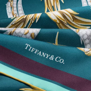 Tiffany Scarves:Wings Scarf in Teal Silk, 3