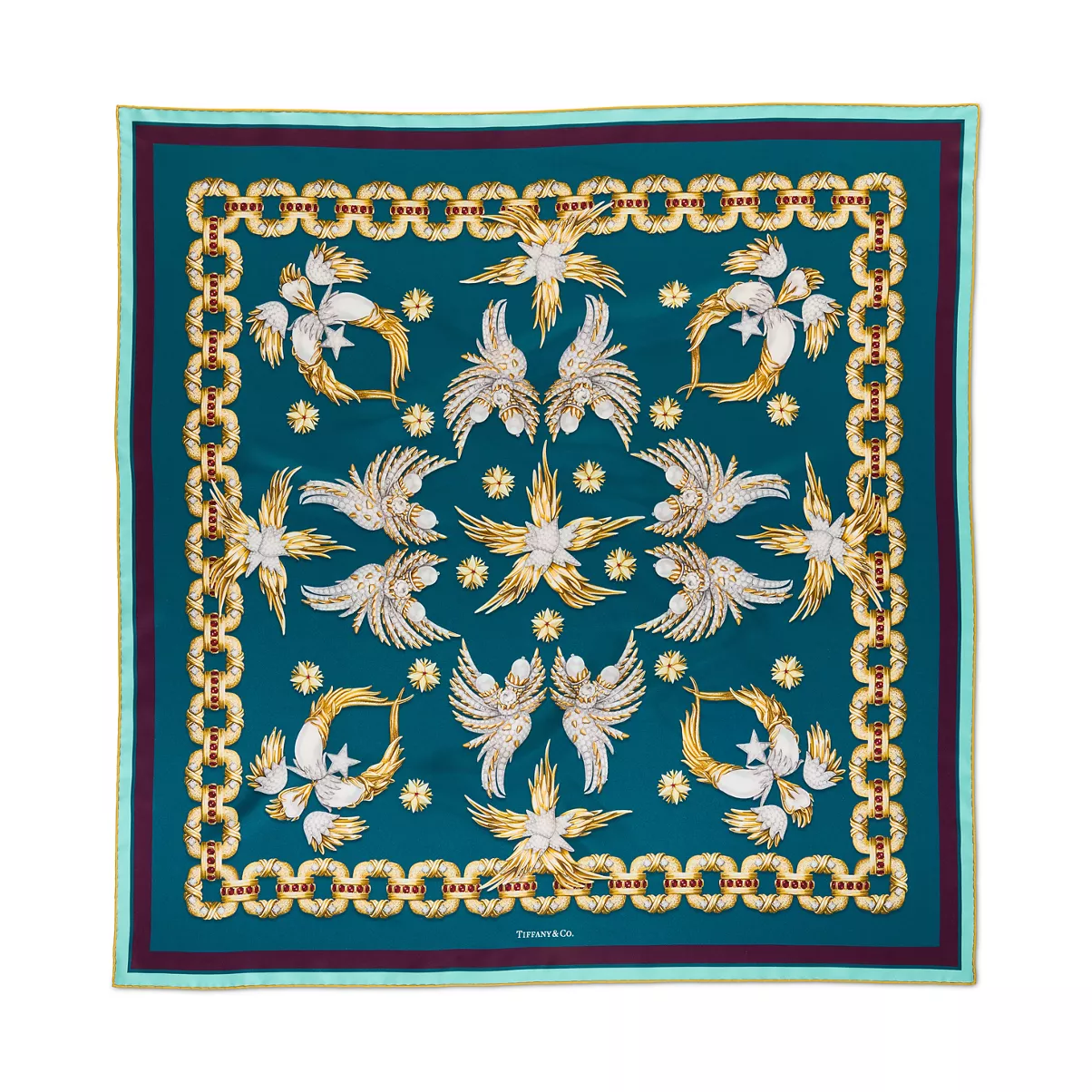 Wings Scarf in Teal Silk