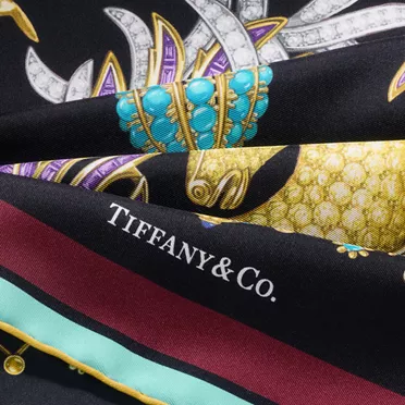 Tiffany Scarves:Unicorn Scarf in Black Silk, 3