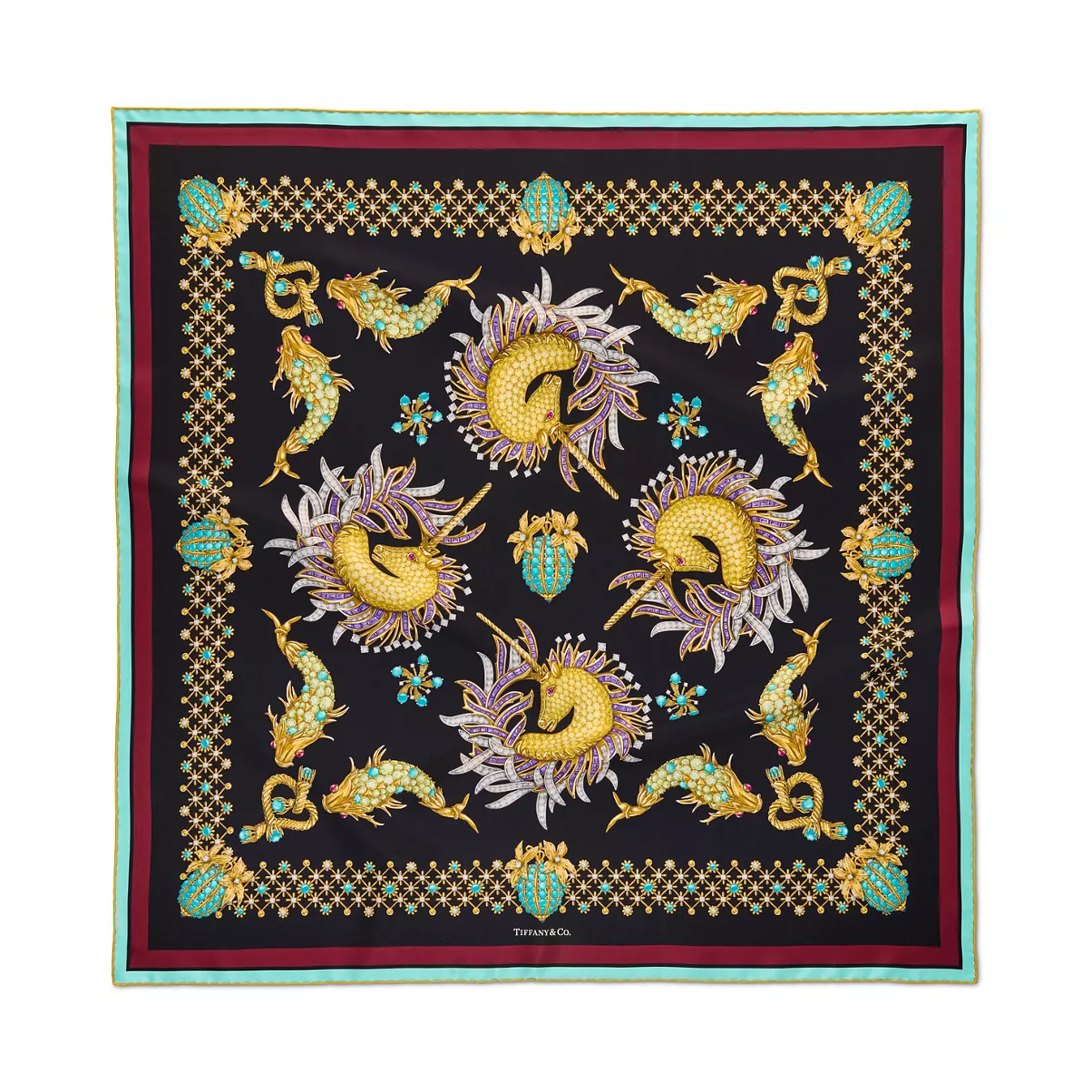 Unicorn Scarf in Black Silk