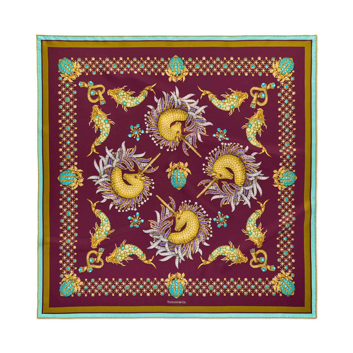Unicorn Scarf in Burgundy Silk