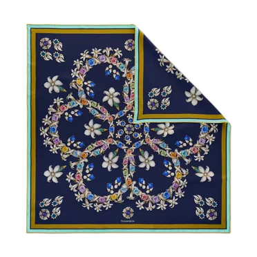 Tiffany Scarves:Jasmine Scarf in Navy Silk, 2