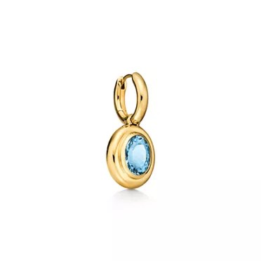 Paloma's Studio:Small Oval Aquamarine Earrings in Yellow Gold, 2