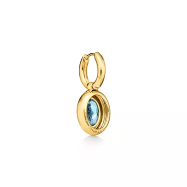 Paloma's Studio:Small Oval Aquamarine Earrings in Yellow Gold, 3