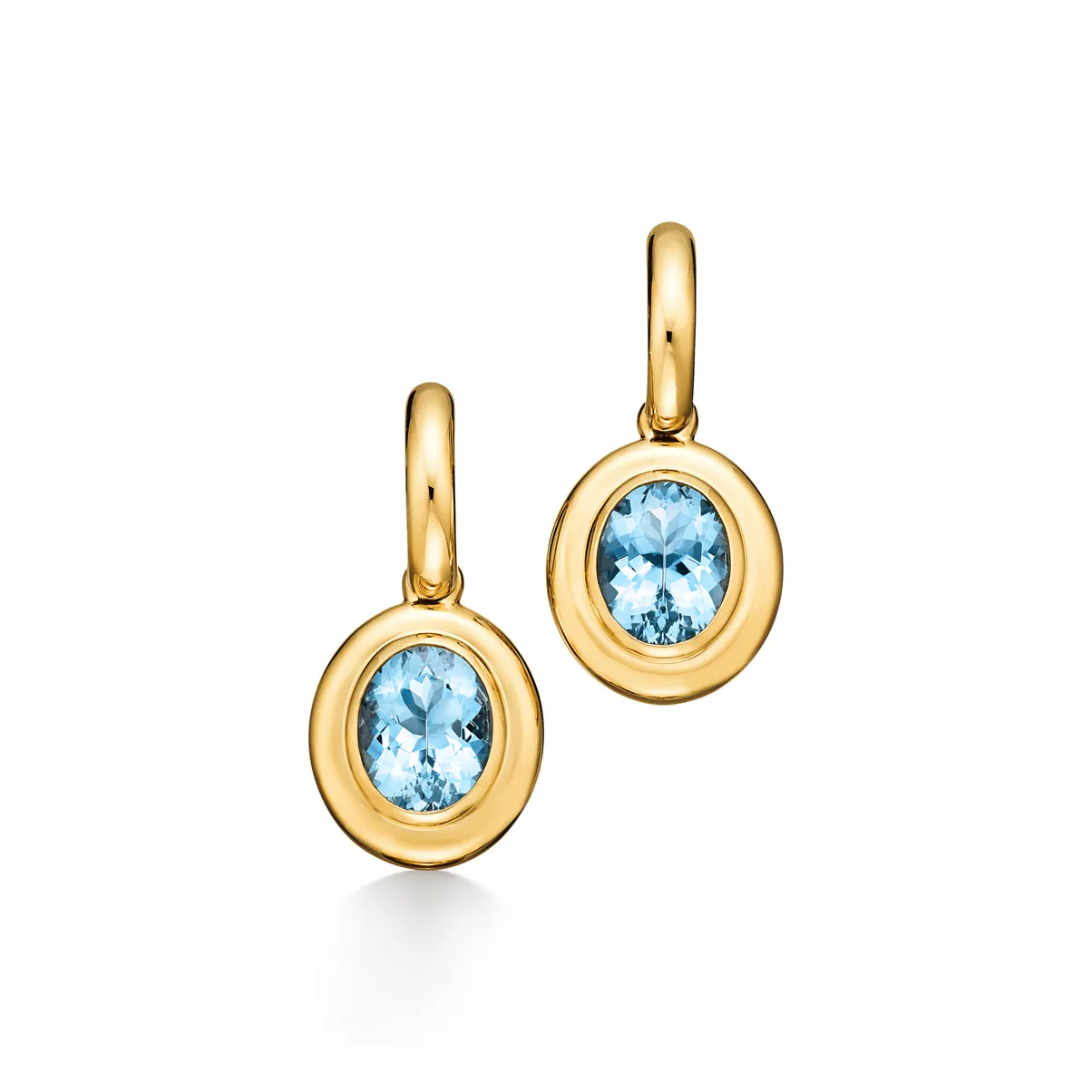 Small Oval Aquamarine Earrings in Yellow Gold