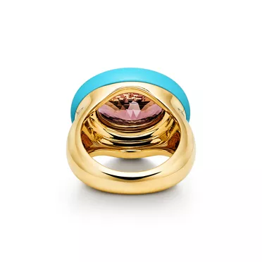Paloma&rsquo;s Studio:Bague turquoises et tourmaline p&ecirc;che en or, 3
