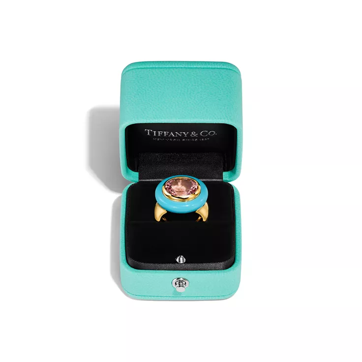 Paloma&rsquo;s Studio:Bague turquoises et tourmaline p&ecirc;che en or, 4