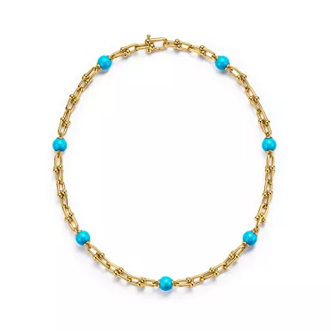 Tiffany HardWear:Small Link Necklace in Yellow Gold with Turquoise, 3