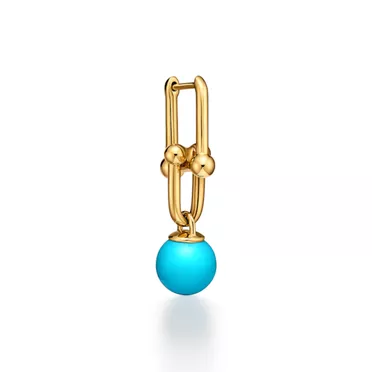 Collezione HardWear by Tiffany:Orecchini Bead a maglie piccole in oro giallo con turchese, 2