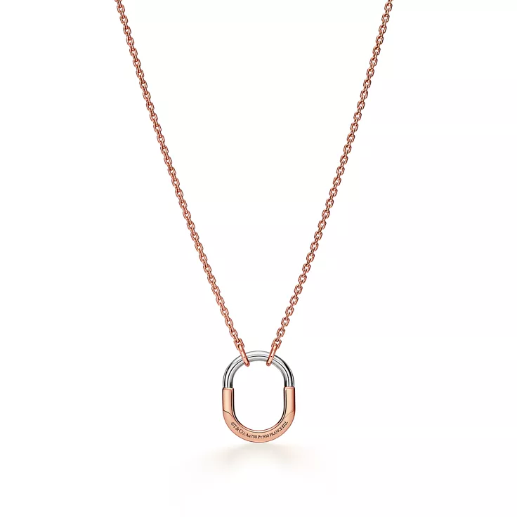 Tiffany Lock:Small Pendant in Rose Gold and Platinum with Diamonds, 4