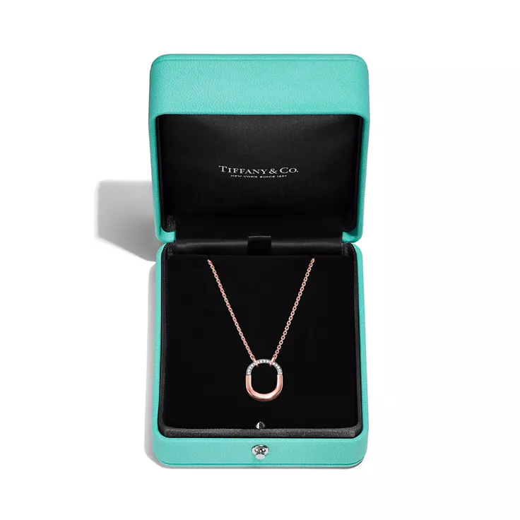 Tiffany Lock:Small Pendant in Rose Gold and Platinum with Diamonds, 6