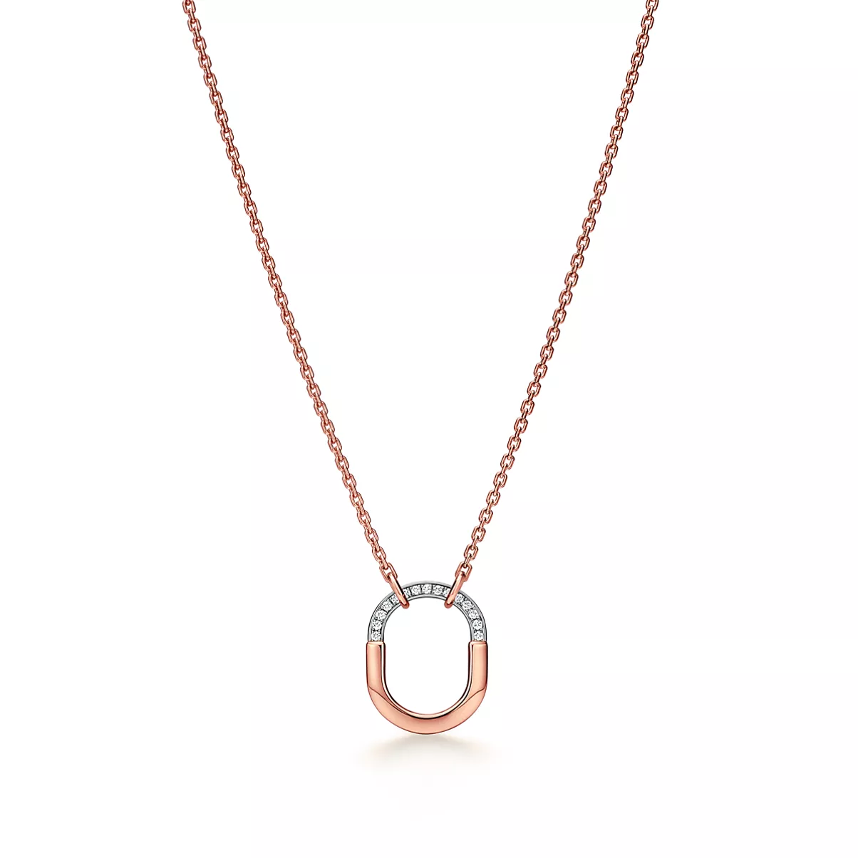 Small Pendant in Rose Gold and Platinum with Diamonds