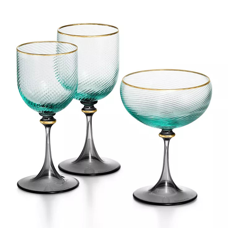 Tiffany Blue Link:Red Wine Glass in Tiffany Blue&reg; Glass, 2