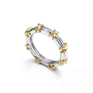 Sixteen Stone by Tiffany:Band Ring in Platinum and Yellow Gold, 3 mm Wide, 3