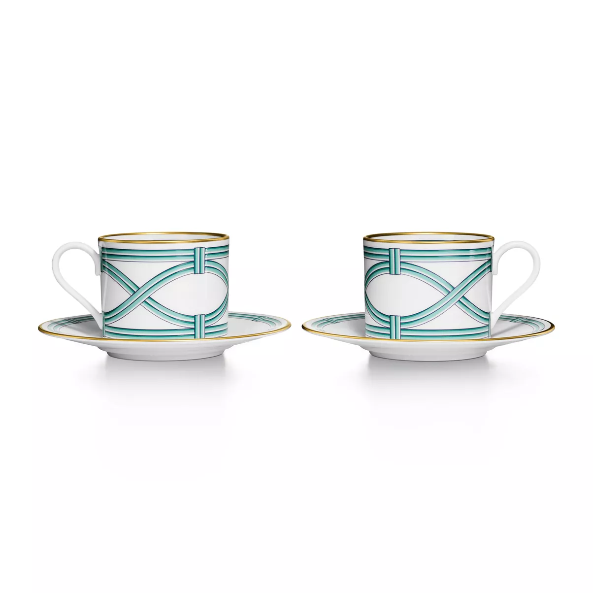 Teacup and Saucer in Bone China, Set of Two