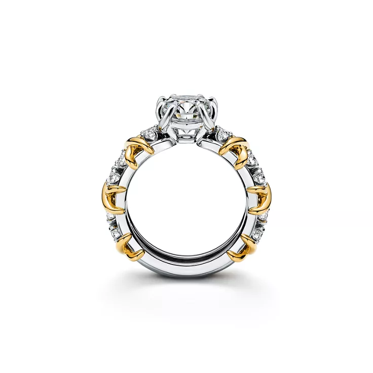 Sixteen Stone by Tiffany:Solitaire Diamond Ring in Platinum and Yellow Gold, 4