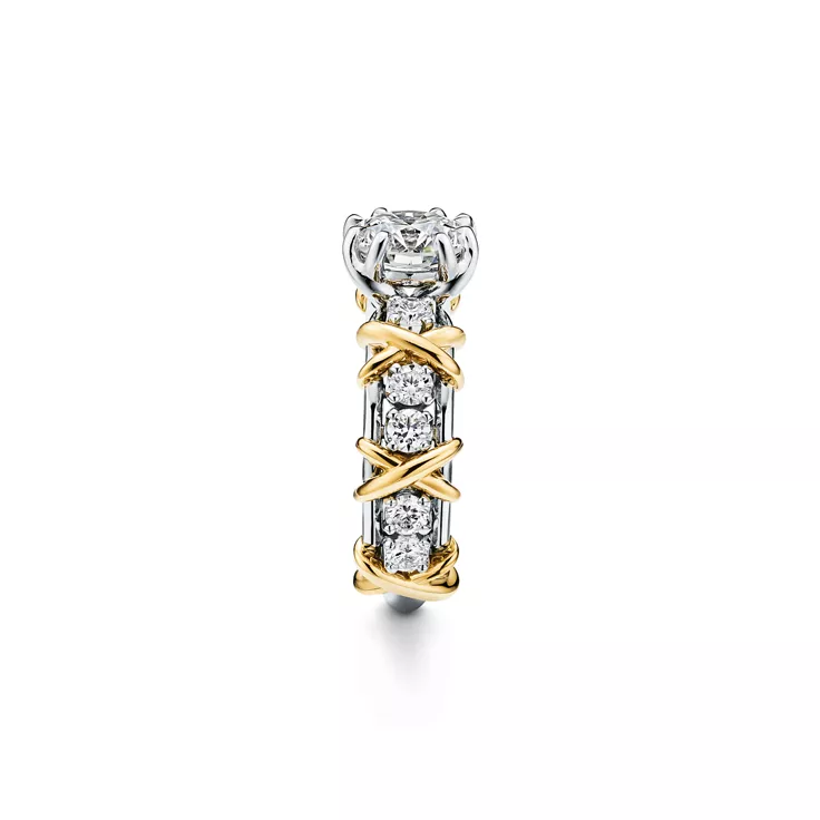Sixteen Stone by Tiffany:Solitaire Diamond Ring in Platinum and Yellow Gold, 5