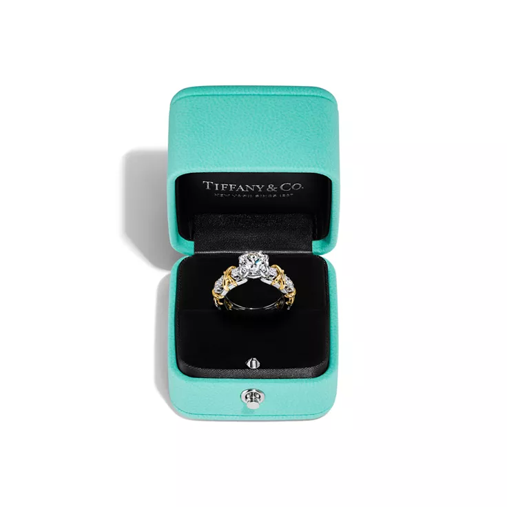 Sixteen Stone by Tiffany:Solitaire Diamond Ring in Platinum and Yellow Gold, 8