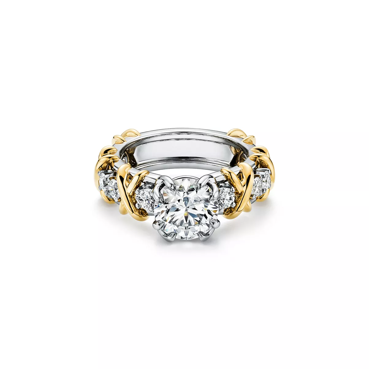 Bague diamant solitaire en platine et or jaune
