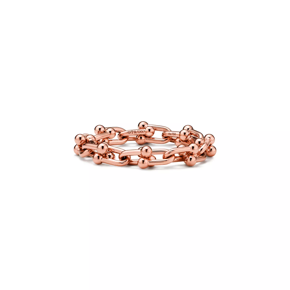 Anello a catena articolato micro in oro rosa