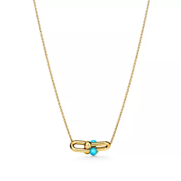 Tiffany HardWear:Pendentif &agrave; maillons taille Medium en or jaune et turquoise, 2