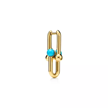Tiffany HardWear:Ohrringe mit mittelgro&szlig;en Gliedern in Gelbgold mit T&uuml;rkis, 2