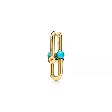 Tiffany HardWear:Ohrringe mit mittelgro&szlig;en Gliedern in Gelbgold mit T&uuml;rkis, 3
