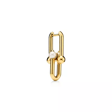 Tiffany HardWear:Medium Link Earrings in Yellow Gold with Pearls, 2