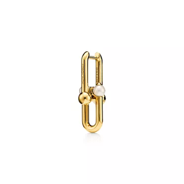 Tiffany HardWear:Medium Link Earrings in Yellow Gold with Pearls, 3