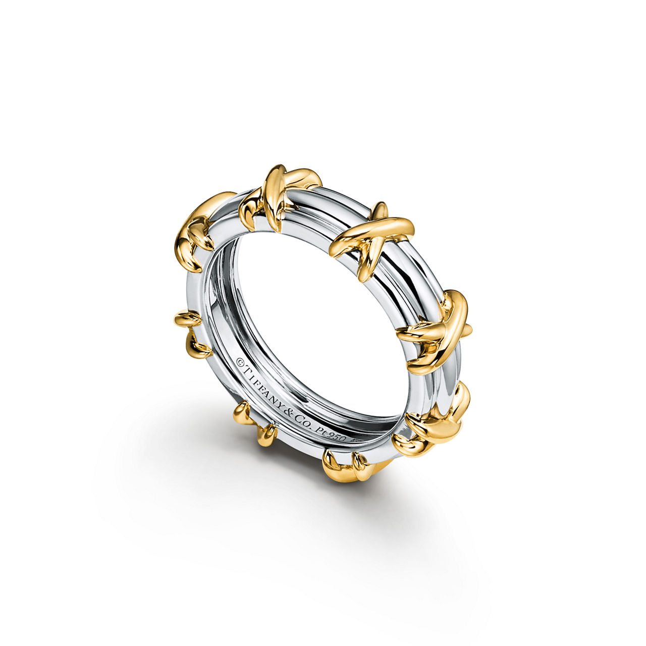Sixteen Stone by Tiffany:Band Ring in Platinum and Yellow Gold
