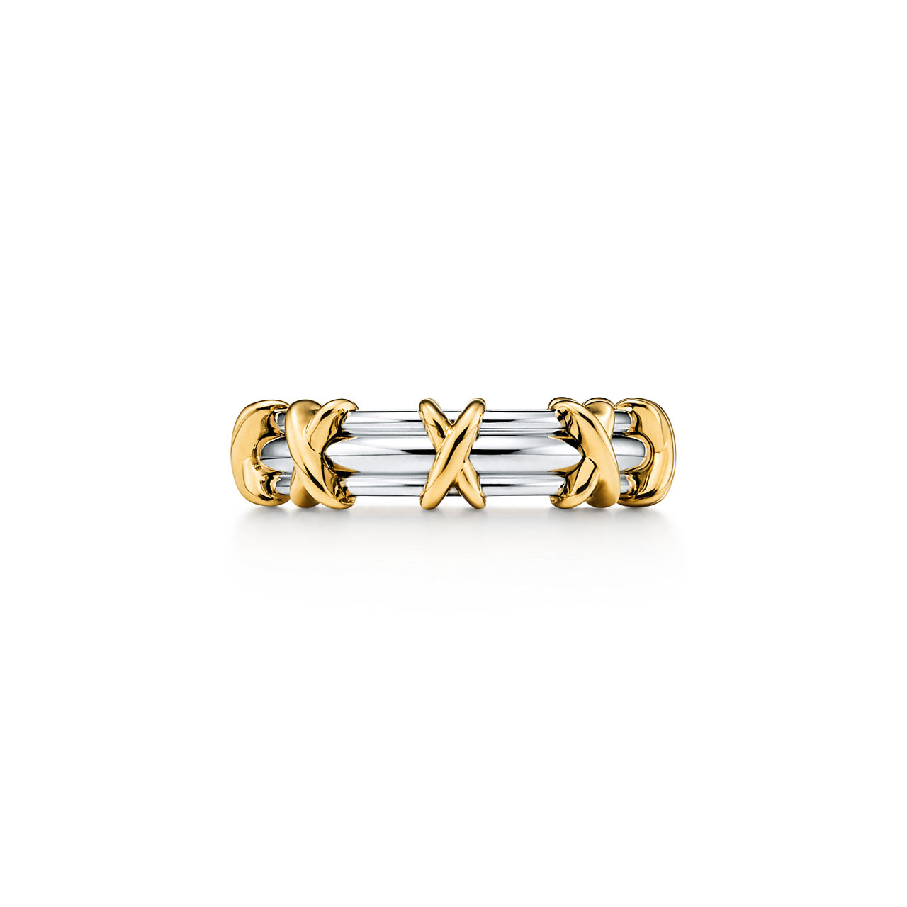 Band Ring in Platinum and Yellow Gold, 4.5 mm Wide