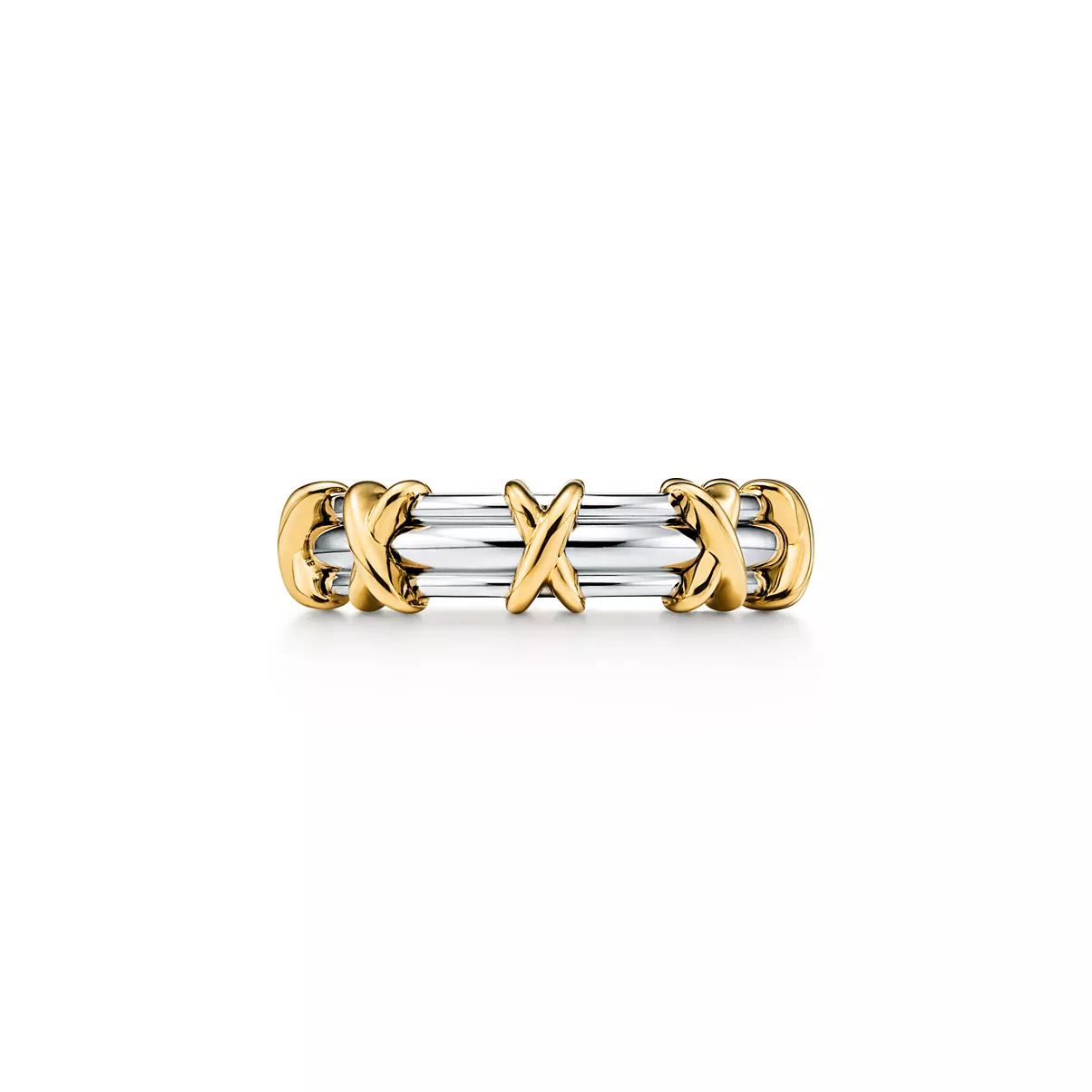 Band Ring in Platinum and Yellow Gold, 4.5 mm Wide