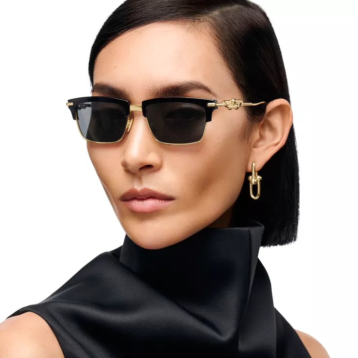 Tiffany HardWear:Sunglasses in Black Acetate with Dark Gray Lenses, 1